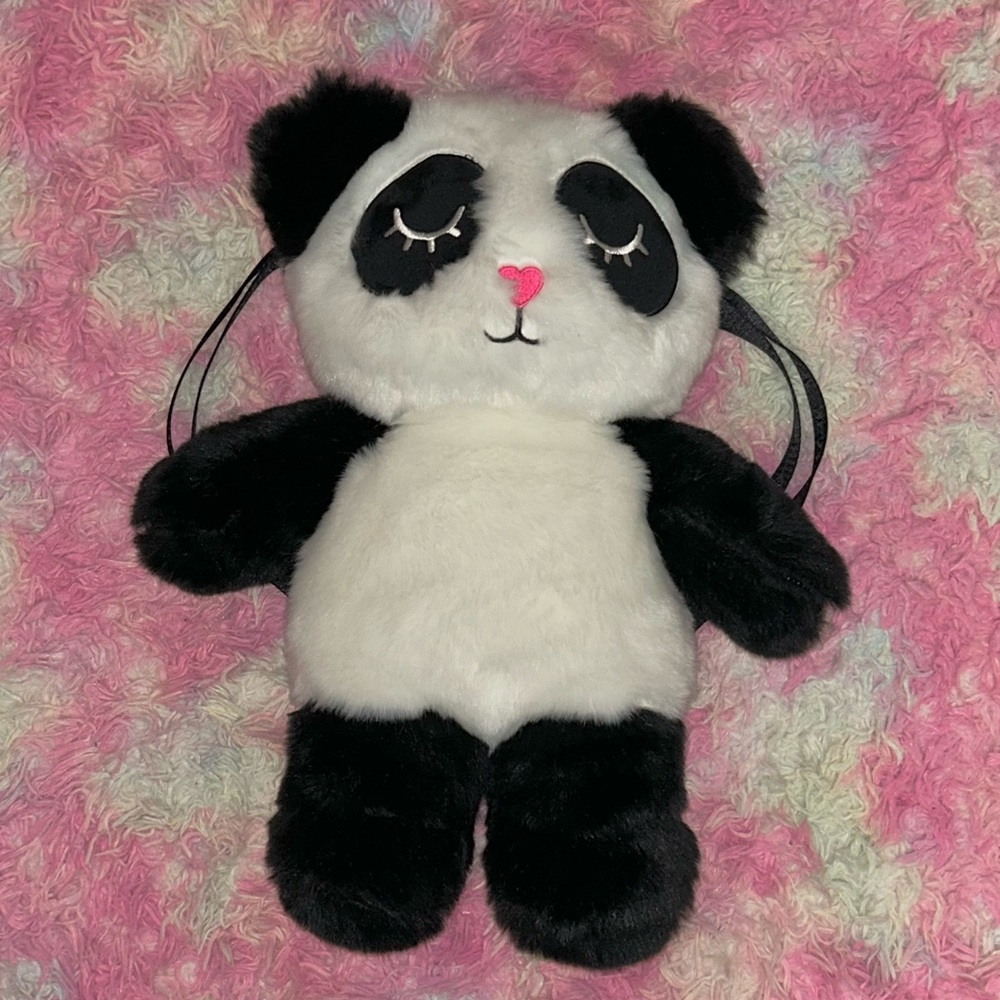 Betsey JohnsonBlack and White Panda Plush Backpack